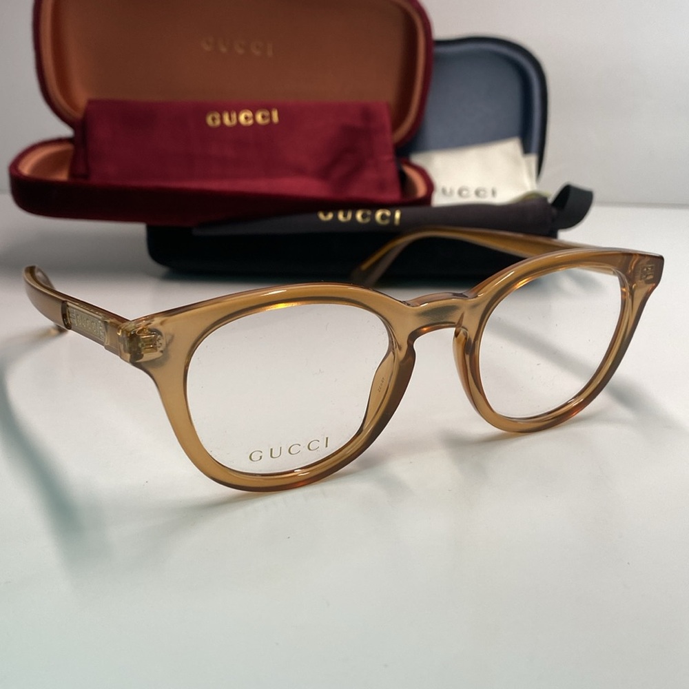 New Authentic Gucci™ - GG0937O 003 Orange Transparent Eyeglasses - Picture 3 of 10